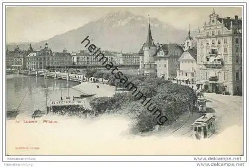 Luzern - Panorama - Schwanenplatz - Strassenbahn ca. 1900