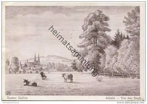 Alfeld (Leine) - Vor der Stadt - Künstlerkarte Gustav Gallun - AK-Grossformat  gel. 18.7. 1945