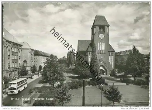 Berlin - Friedenau - Nathanael-Kirche - BVG-Bus - Foto-AK Grossformat