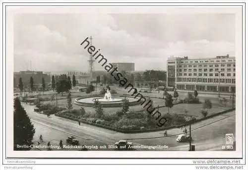 Berlin-Charlottenburg - Reichskanzlerplatz mit Blick auf Ausstellungsgelände - Foto-AK 50er Jahre