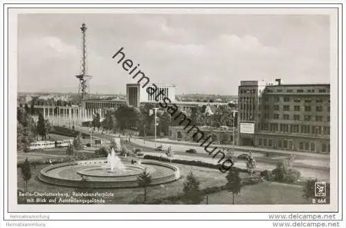 Berlin-Charlottenburg - Reichskanzlerplatz mit Blick auf Ausstellungsgelände - Foto-AK 50er Jahre