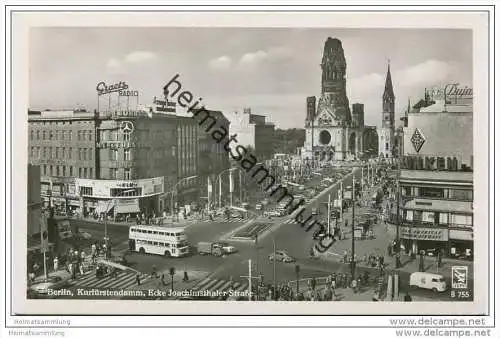 Berlin-Charlottenburg - Kurfürstendamm Ecke Joachimstalerstrasse - Foto-AK 50er Jahre