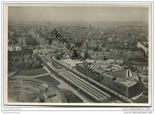 Berlin-Charlottenburg - Blick vom Funkturm auf das Haus des Rundfunks und den Adolf Hitler Platz - Foto-AK Grossformat