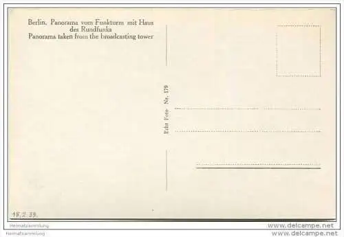 Berlin-Charlottenburg - Panorama vom Funkturm - Foto-AK 30er Jahre