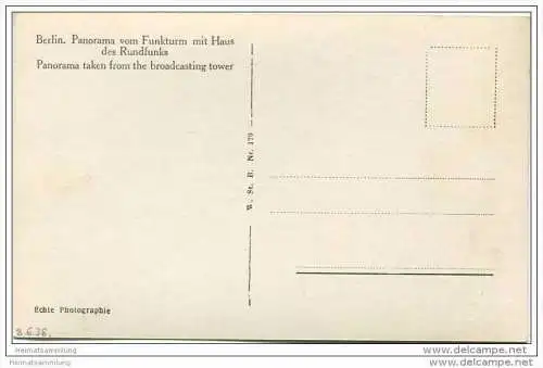 Berlin-Charlottenburg - Panorama vom Funkturm - Foto-AK 30er Jahre