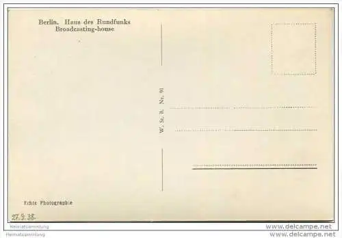Berlin-Charlottenburg - Blick vom Funkturm - Haus des Rundfunks - Foto-AK 1938