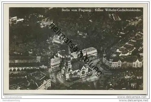 Berlin-Charlottenburg - Kaiser Wilhelm Gedächtniskirche - Foto-AK 1930 - Fliegeraufnahme