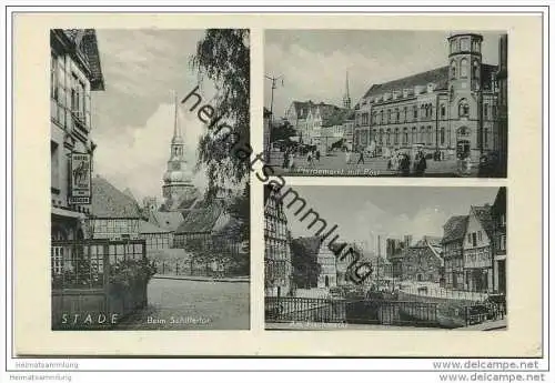 Stade - Beim Schiffertor - Am Fischmarkt - Pferdemarkt mit Post