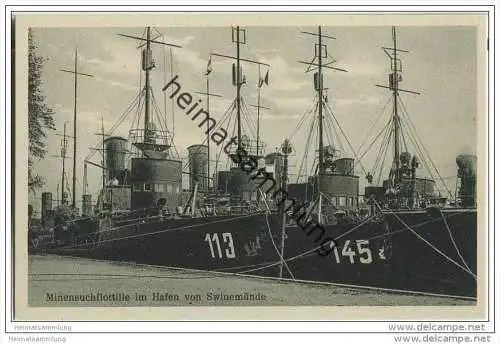 Kriegsschiffe - Swinemünde - Minensuchflottille im Hafen
