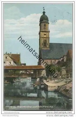 Amberg - Pfarrkirche und Schiffbrücke