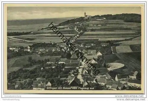 Offingen mit Bussen - Fliegeraufnahme - Posthilfsstellenstempel Offingen über Riedlingen