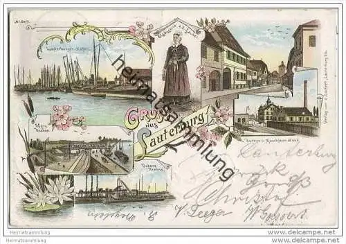 67630 Lauterbourg - Lauterburg - Litho - Hafen - Strassenansicht - Bahnstrecke mit Bureau und Maschinenhaus
