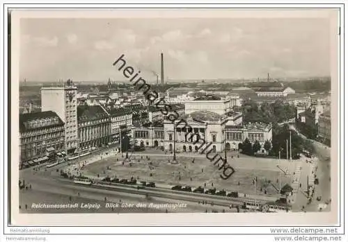 Leipzig - Blick über den Augustusplatz - Foto-AK 30er Jahre