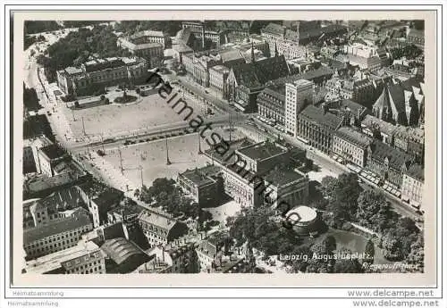 Leipzig - Augustusplatz - Fliegeraufnahme - Foto-AK 30er Jahre