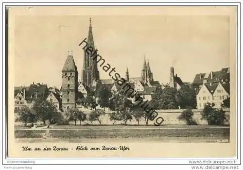 Ulm - Blick vom Donau-Ufer - Foto-AK