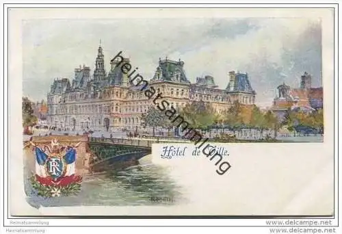 Paris - Hotel de Ville - signiert R. Muth - Künstlerkarte ca. 1905