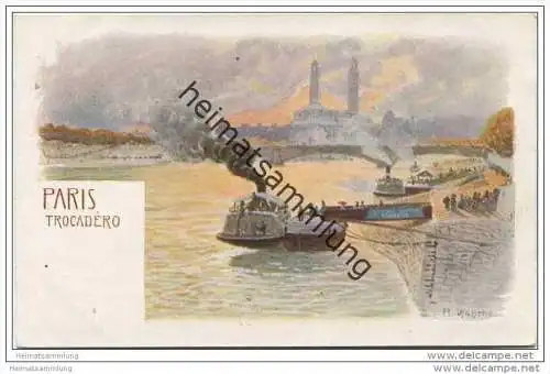 Paris - Trocadero - signiert R. Hanche ca. 1905 - Künstlerkarte