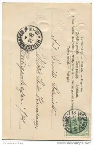 Fröhliche Ostern - Eiern - Küken - Prägedruckkarte gel. 1905
