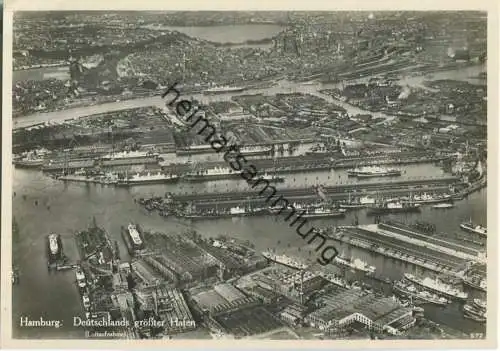 Hamburg - Deutschlands größter Hafen - Fliegeraufnahme - Wiener Postkartenverlag Hamburg 30er Jahre - Foto-AK Großformat