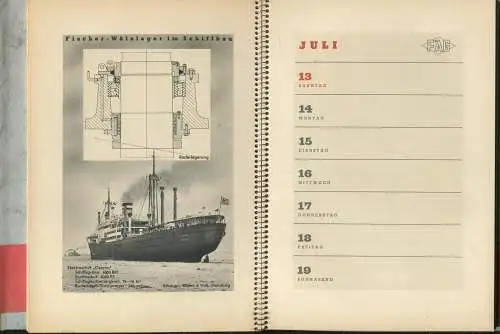Kugelfischer Tischkalender 1941