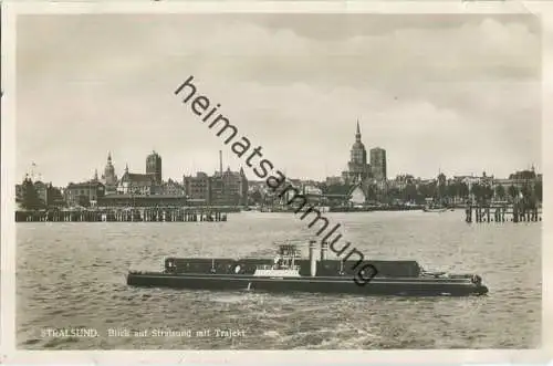 Stralsund - Blick auf Stralsund mit Trajekt - Foto-Ansichtskarte