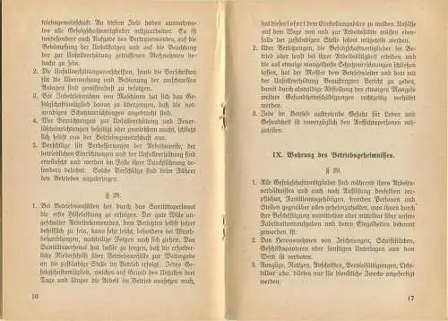 Betriebs-Ordnung Daimler-Benz Aktiengesellschaft Werk 40 Marienfelde 1938 - 32 Seiten - beiliegend Strafgesetzliche Best