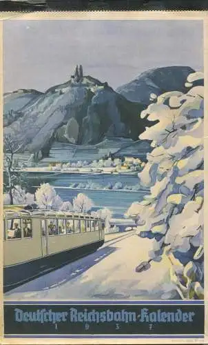 Reichsbahn-Kalender 1937 - vollständiges Exemplar - Gebrauchsspuren - Karton auf der Rückseite fehlt - angestaubt