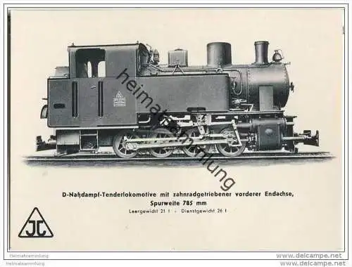 Arnold Jung Lokomotivfabrik Jungental - D-Nassdampf-Tenderlokomotive mit zahnradgetriebener vorderer Endachse