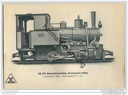 Arnold Jung Lokomotivfabrik Jungental - 65 PS Baulokomotive Kennwort Hilax