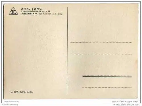 Arnold Jung Lokomotivfabrik Jungental - 65 PS Baulokomotive Kennwort Hilax