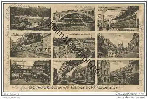 Schwebebahn - Elberfeld Barmen - Am Stadion - Sonnborner Brücke - Übergang zur Landstrecke - An der Schlossbleiche etc.