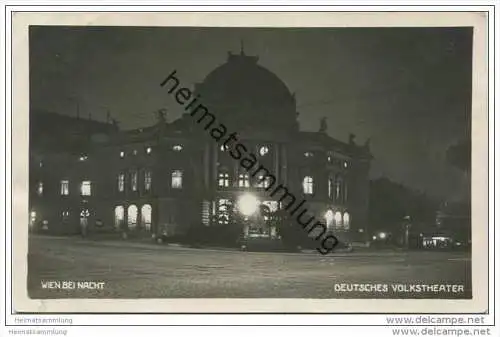 Wien - Deutsches Volkstheater bei Nacht - Foto-AK