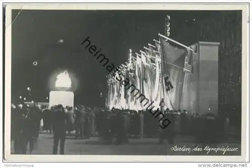 Berlin - Olympiafeuer - Foto-AK Handabzug