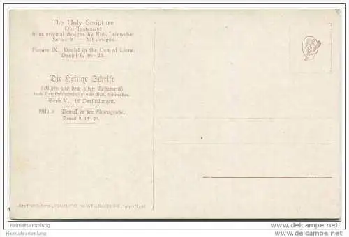Die Heilige Schrift - Daniel in der Löwengrube - Daniel in the den of Lions - Künstlerkarte R. Leinweber ca. 1910