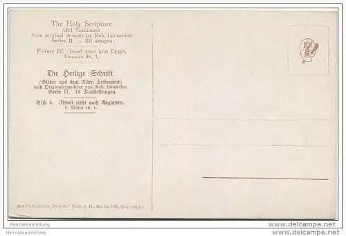 Die Heilige Schrift - Israel zieht nach Aegypten - Israel goes into Egypt - Künstlerkarte R. Leinweber ca. 1910