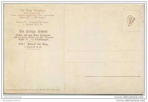 Die Heilige Schrift - Samuel tötet Agag - Samuel kills Agar - Künstlerkarte R. Leinweber ca. 1910