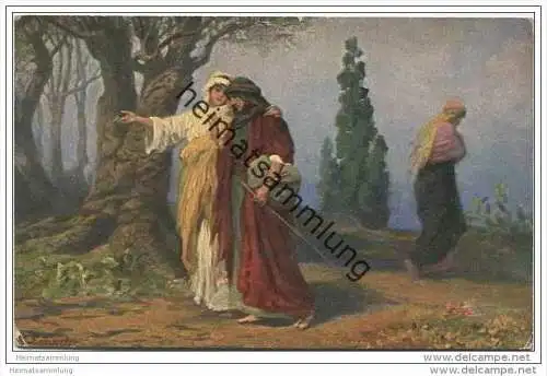 Die Heilige Schrift - Naemi und Ruth - Naomi and Ruth - Künstlerkarte R. Leinweber ca. 1910