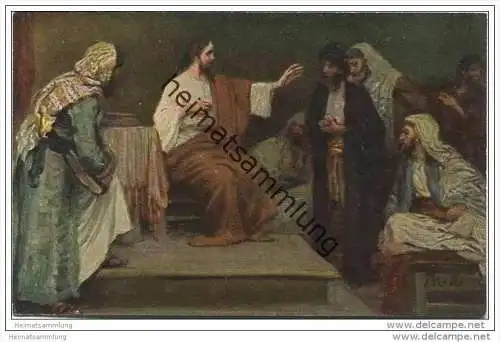 Die Heilige Schrift - Jesus in der Synagoge zu Nazareth - Jesus in the Synagogue at Nazareth - Künstlerkarte