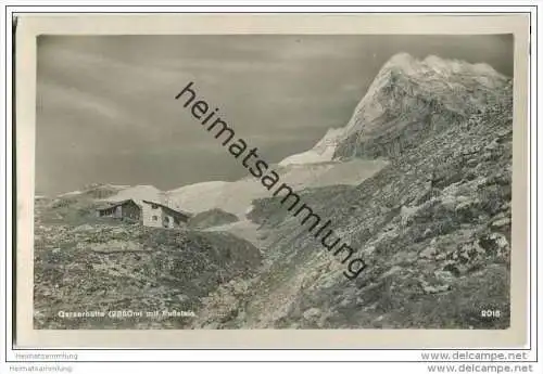 Geraerhütte mit Fußstein am Olperergletscher - Foto-AK