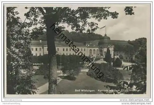 Bad Wildungen - Kurpark mit dem fürstlichen Badehotel - Foto-AK