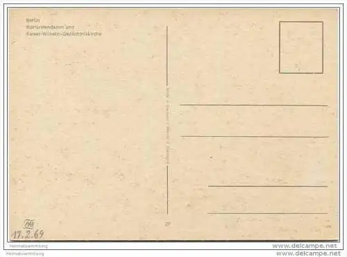 Berlin - Kurfürstendamm und Kaiser Wilhelm Gedächtniskirche - AK Grossformat