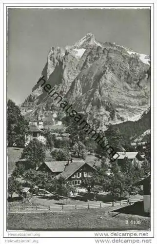 Grindelwald - Kirche mit Wetterhorn - Foto-AK 50er Jahre