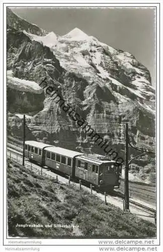 Jungfraubahn und Silberhörner - Foto-AK 50er Jahre