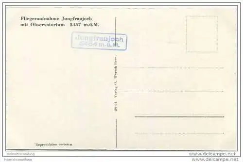 Jungfraujoch mit Observatorium - Fliegeraufnahme - Foto-AK 50er Jahre