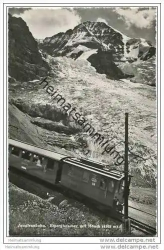 Jungfraubahn - Eigergletscher mit Mönch - Foto-AK 50er Jahre