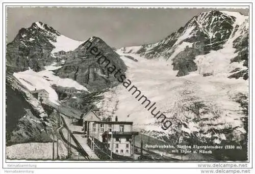 Jungfraubahn - Station Eigergletscher - Foto-AK 50er Jahre