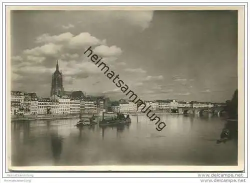 Frankfurt am Main - Uferblick vom Eisernen Steg bis Schöne Aussicht - Foto-AK Grossformat 40er Jahre