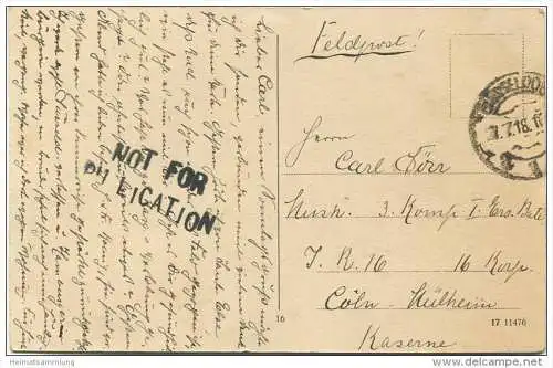 Düsseldorf - Malkasten - Feldpost gel. 1918