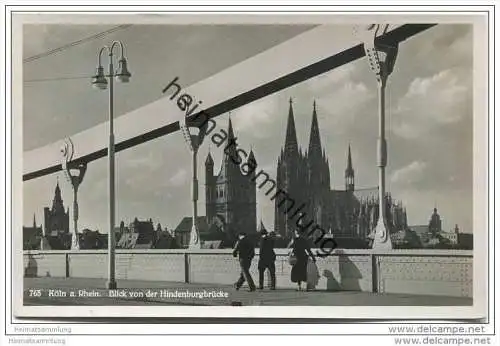 Köln - Blick von der Hindenburgbrücke - Foto-AK - 30er Jahre