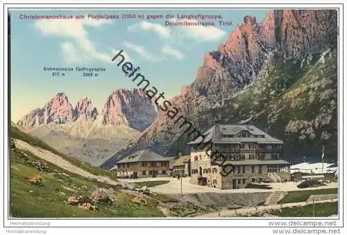 Christomanoshaus - Pordoipass - Dolomitenstrasse - AK ca. 1910